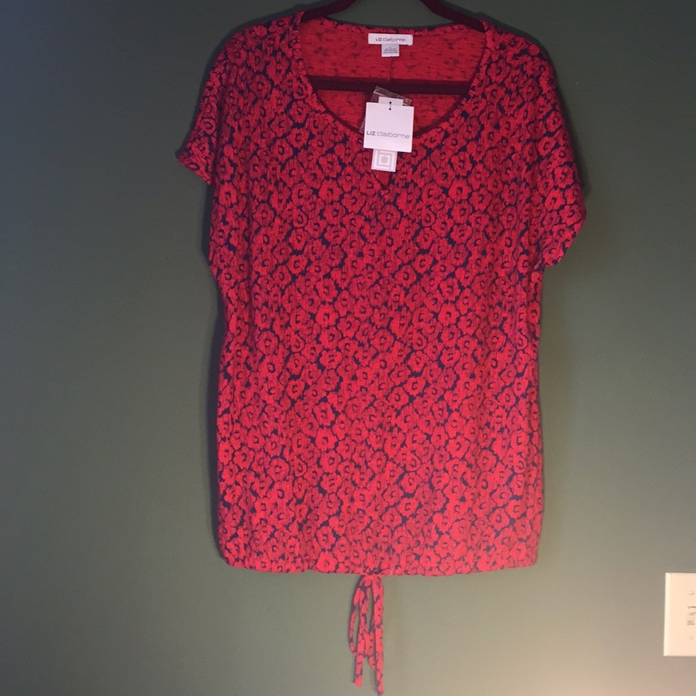 Liz Claiborne Red and Blue Blouse